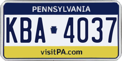 PA license plate KBA4037