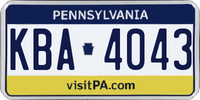 PA license plate KBA4043