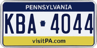 PA license plate KBA4044