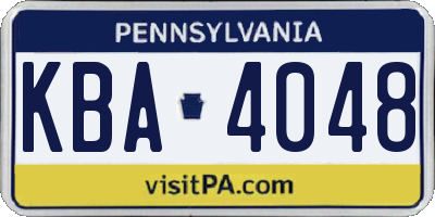 PA license plate KBA4048