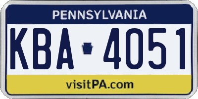 PA license plate KBA4051