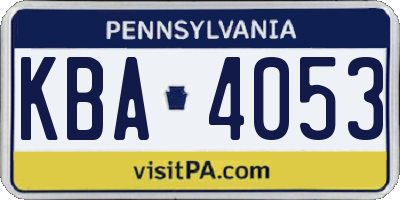 PA license plate KBA4053