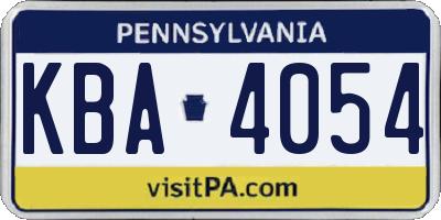 PA license plate KBA4054