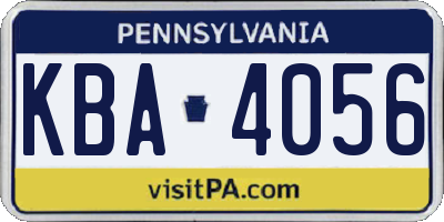 PA license plate KBA4056