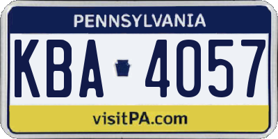 PA license plate KBA4057