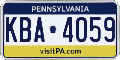 PA license plate KBA4059