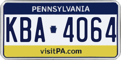 PA license plate KBA4064