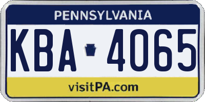 PA license plate KBA4065