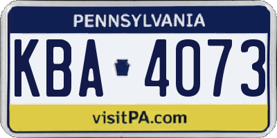 PA license plate KBA4073