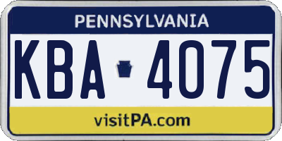 PA license plate KBA4075