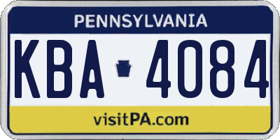 PA license plate KBA4084