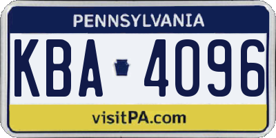 PA license plate KBA4096