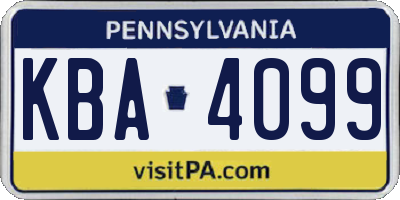 PA license plate KBA4099