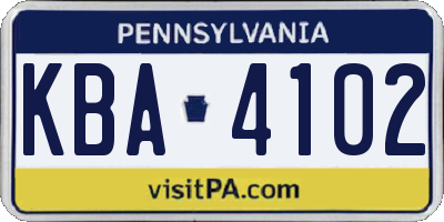 PA license plate KBA4102