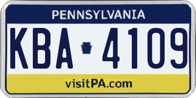 PA license plate KBA4109