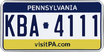PA license plate KBA4111