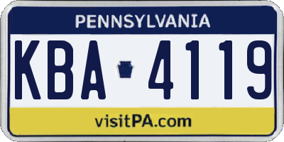 PA license plate KBA4119