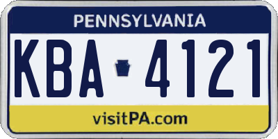PA license plate KBA4121
