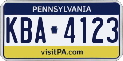 PA license plate KBA4123