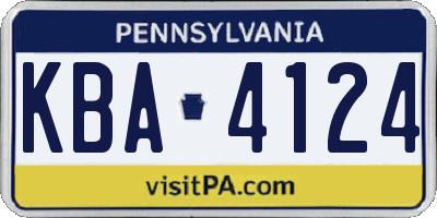 PA license plate KBA4124