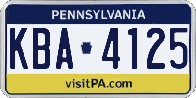 PA license plate KBA4125