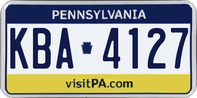 PA license plate KBA4127