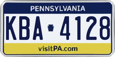 PA license plate KBA4128