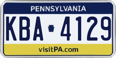 PA license plate KBA4129