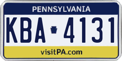 PA license plate KBA4131