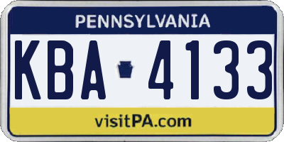 PA license plate KBA4133