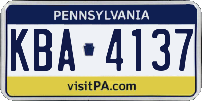PA license plate KBA4137