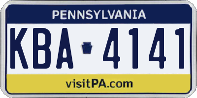 PA license plate KBA4141