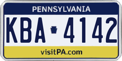 PA license plate KBA4142
