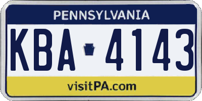 PA license plate KBA4143