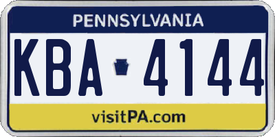 PA license plate KBA4144