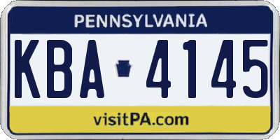 PA license plate KBA4145