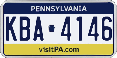 PA license plate KBA4146