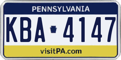 PA license plate KBA4147