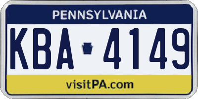 PA license plate KBA4149
