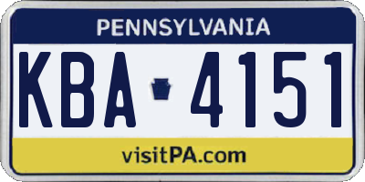 PA license plate KBA4151