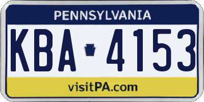 PA license plate KBA4153