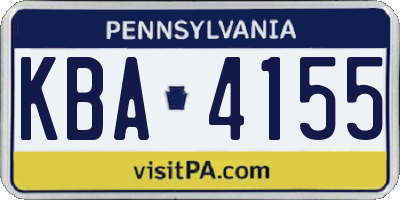 PA license plate KBA4155