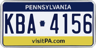 PA license plate KBA4156