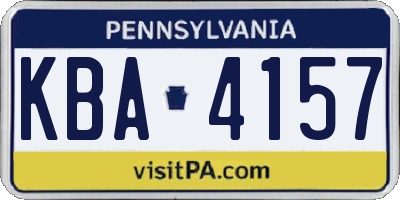 PA license plate KBA4157