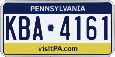 PA license plate KBA4161