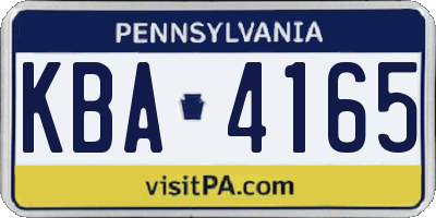 PA license plate KBA4165
