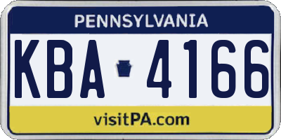 PA license plate KBA4166