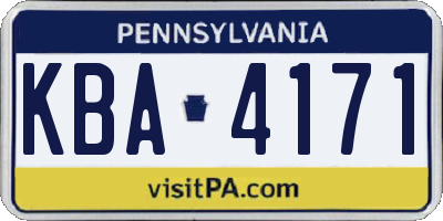 PA license plate KBA4171