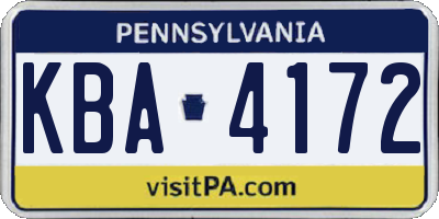PA license plate KBA4172