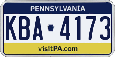 PA license plate KBA4173
